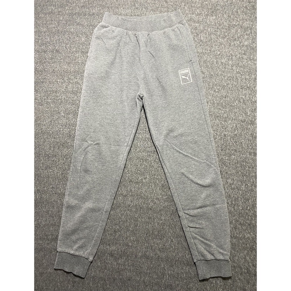Puma Boys Gray Cotton Blend Drawstring Regular Fit Fleece Jogger Size L-14/16